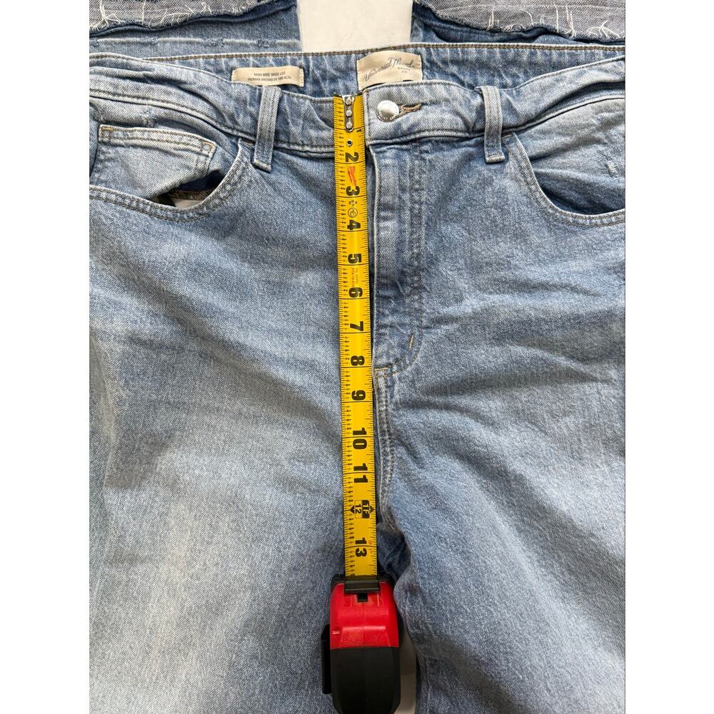 Women’s Size 16 High Rise Wide Leg Jeans Light Wash Raw Frayed Hem Denim - Picture 5 of 7